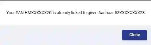 aadhaar and pan card link status linked.